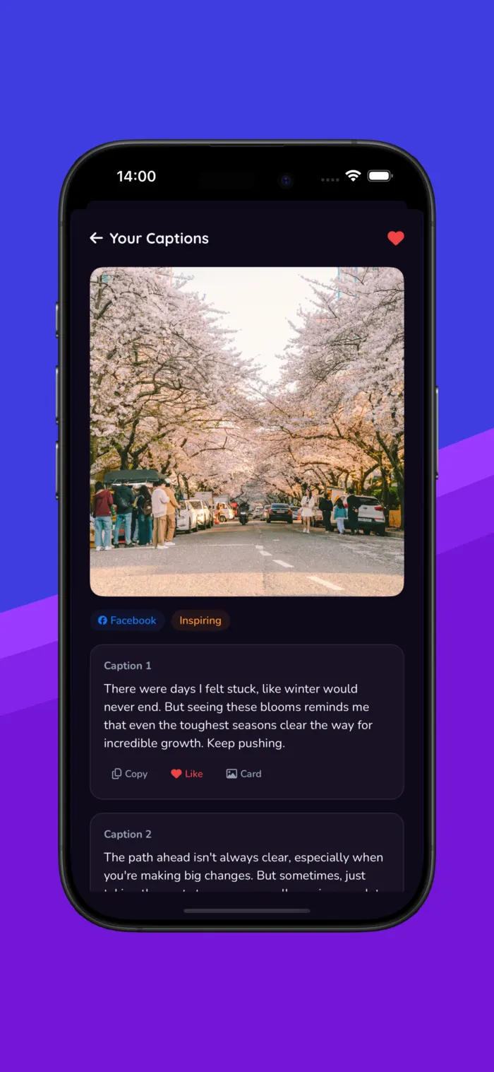 Capwit AI-generated captions with hashtags ready to copy and post